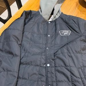 Boys quilted snap up Vans Off the Wall Jacket with gray hood